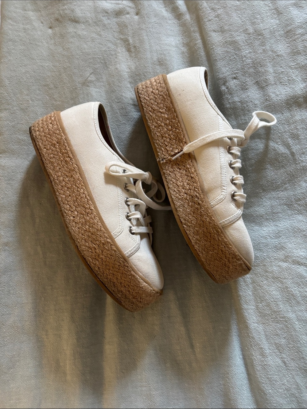 Sun & Stone White Canvas Lace-Up Sneakers